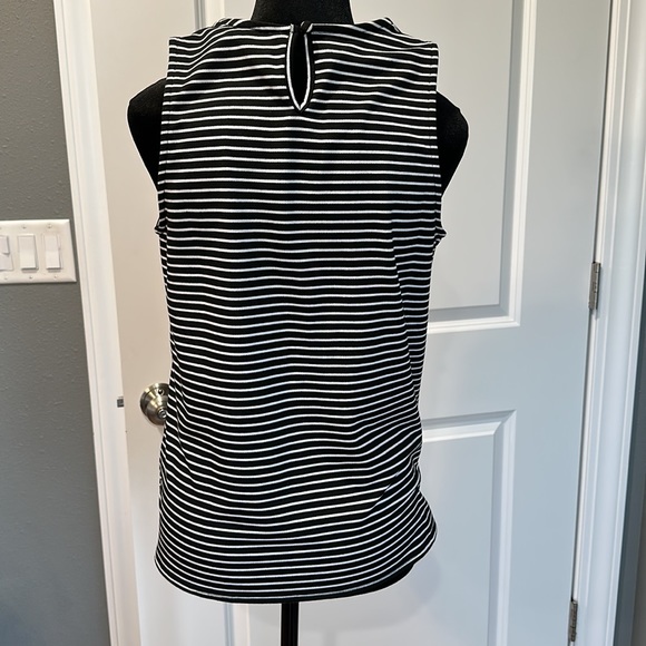 Savanna Jane Small Black and White Stripe  Embroidered Floral Tank Top - Picture 3 of 6